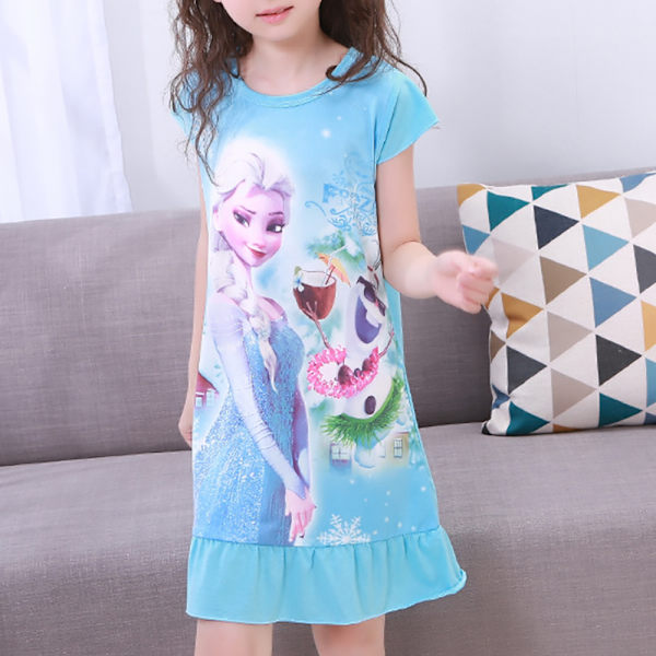 Frozen Prinsesse Pyjamas Natkjole til Små Piger, Trykt Natkjole Sleepwear #1{ad} #1 10