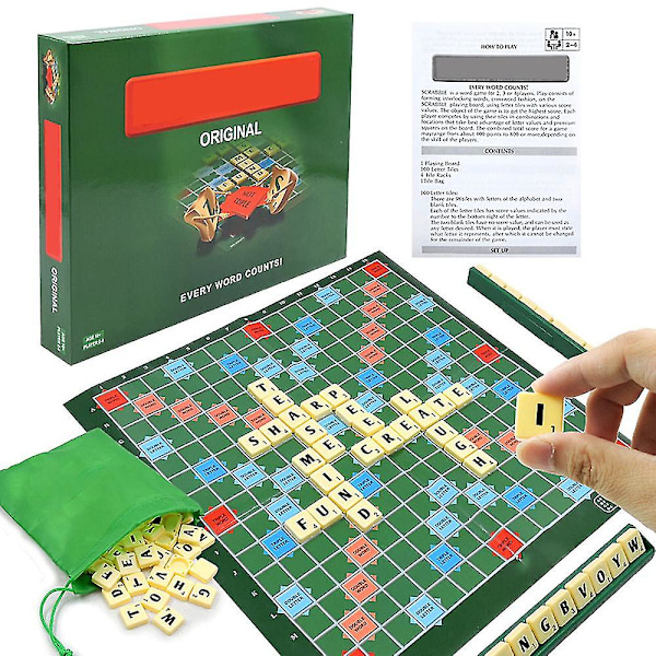 Engelsk Ord Stavning Brætspil Scrabble Puslespil 2-4 Spillere Rejse Spil til Voksne Børn 5+ År Gamle Large