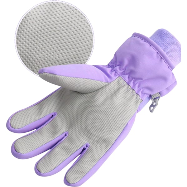 Söta enhörningsvantar för barn Vattentäta skidhandskar för vintern Fleecefodrade snöhandskar Varma termiska handskar för 3-9 pojkar flickor Lila【ad】 Purple M