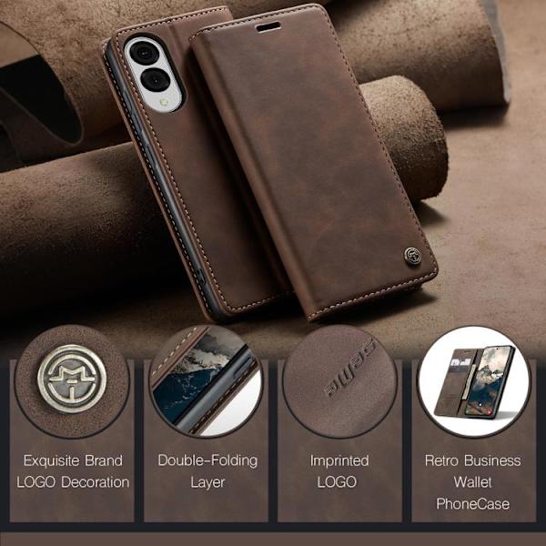 Samsung Galaxy S25 Edge 5G Etui CaseMe 013 Multifunktionelt Horisontalt Flip Læder {ad} Kaffe