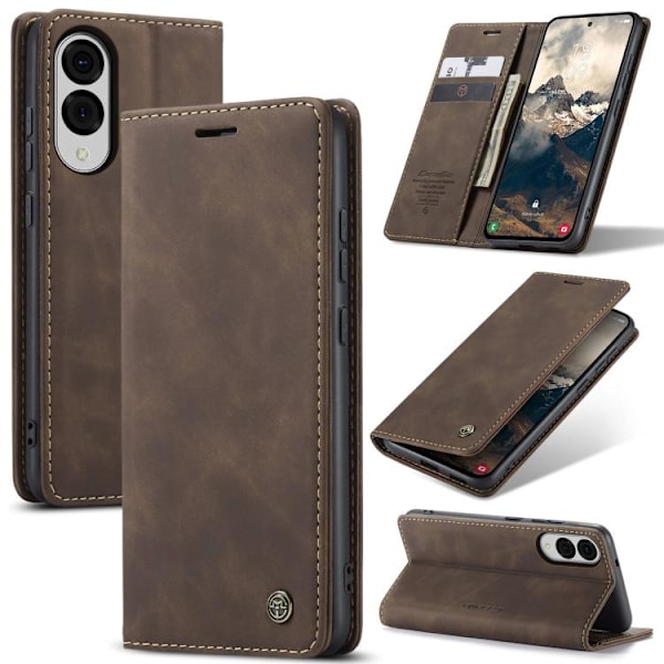 Samsung Galaxy S25 Edge 5G Etui CaseMe 013 Multifunktionelt Horisontalt Flip Læder {ad} Kaffe