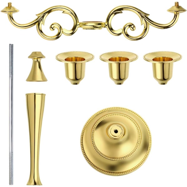 3 Metal Candelabra – LjSLUSstakar för formella evenemang, bröllop, kyrka, semesterdekor, Halloween, Golden Tone gold