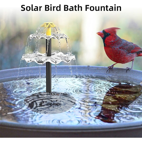 4W solfontänpump för fågelbad med 9 munstycken, solfontänpump för trädgårdsdamm, pool, akvarium, fiskdamm och utomhusområde