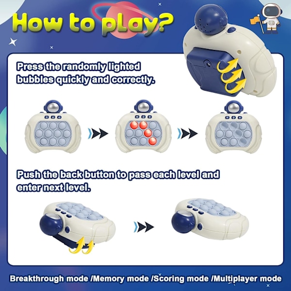 Nopea Push Pop -peli Fidget Toys Pro lapsille ja aikuisille, Push Bubble -stressilelu