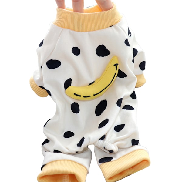 Dog Winter Clothes Fashionable Cute 4-Legged Warm Comfortable Soft Washable Puppy Pajamas Indoor Three-Dimensional Banana XL