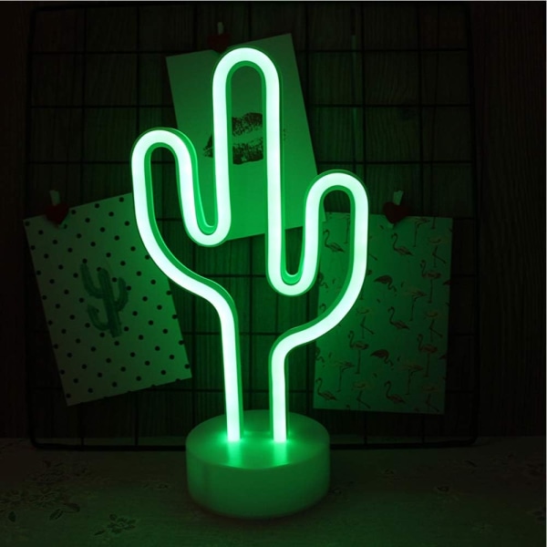 LED-ljusskylt Väggdekor/batteridriven neon (kaktus)