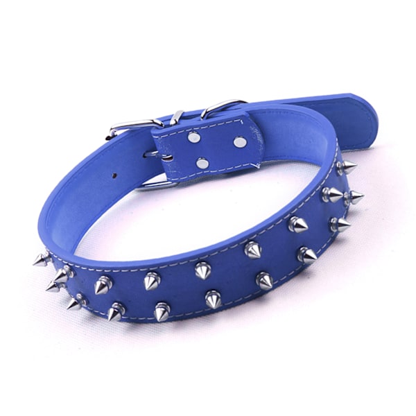 Punk Style Nitar Spiked Hundhalsband PU Läder Justerbar Nitar Spiked Hundhalsband För Medelstora Till Stora Hundar Blå