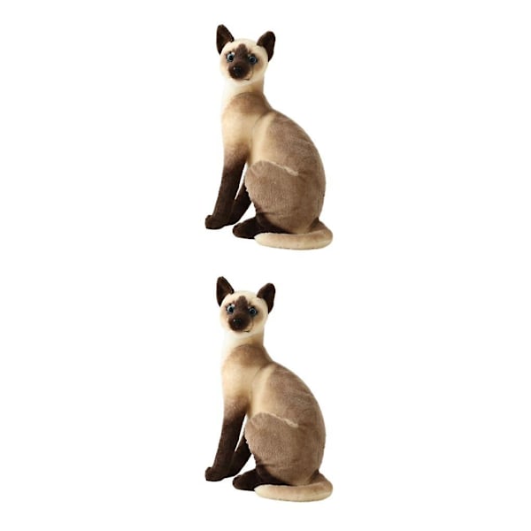 1/2 Gosig Djur Bekväma Hem Ornamnt Katt Plyschleksak för Siamese Cat 35cm 2Set