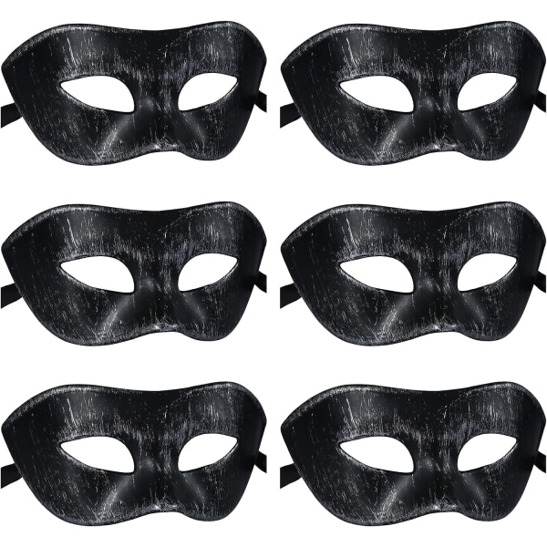 6-pack maskeradmask venetiansk grekisk romersk fest Mardi Gras-mask, maskeradmask Vintage Black