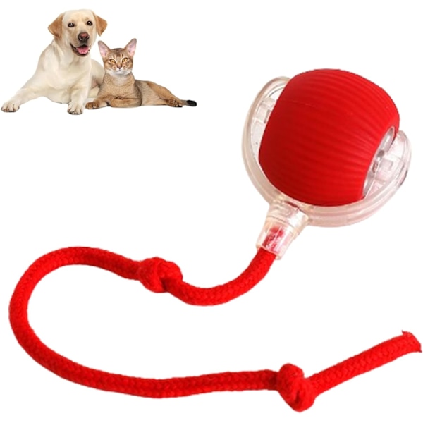 Rullande Boll, Tuggbboll för Hundar, Tuggbboll för Hundar, Interaktiv Hund Smart Boll Leksak, Interaktiv Katt Boll Leksak, 360° Smart Automatisk Rullande (Röd)