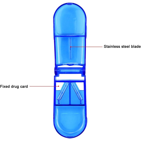Sundhedspilleopbevaring + Nem handling af bordskærer splitter enkeltpakning Blue