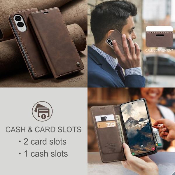 Samsung Galaxy S25 Edge 5G Etui CaseMe 013 Multifunktionelt Horisontalt Flip Læder {ad} Kaffe
