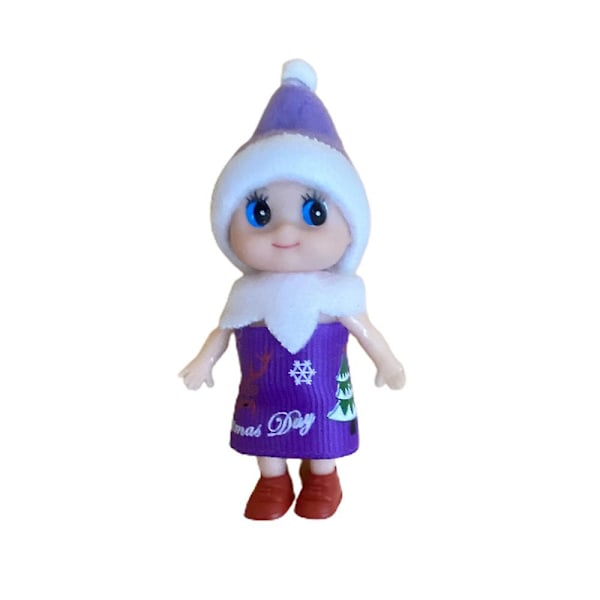 Julbebis Elfdocka Hylla Prydnad Ostygg Miniatyr Elf Figur Leksak Hem X-mas Dekoration Småbarn Nyfödd Present Purple