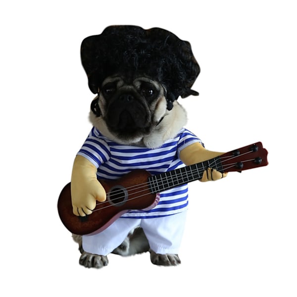 Kæledyrsguitar kostume sød sjov hund Halloween kostume Cosplay tøj til små hunde hvalpe kæledyr katte guitar kostume XL