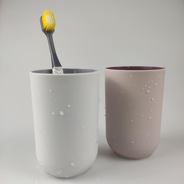 Muggar 10.5oz, Oslåbara Återanvändbara Dricksglas Set med 2 Färger, Plasttandborste