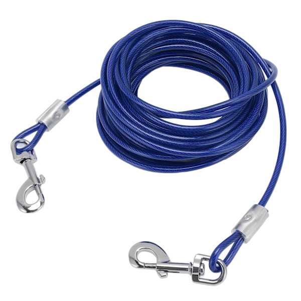 Hunde Line Kabel Ståltråd Dobbelt Hoved Bid Resistent Udendørs Camping Hunde Line til Små Mellemstore Hunde Blå 6mmx3 meter / 0.24inx9.8ft