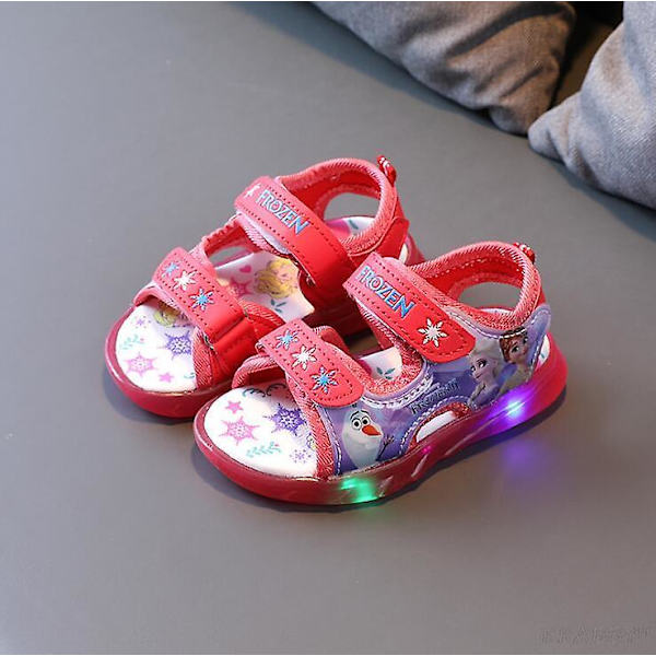Barnsandaler Flicka Prinsessandal Frozen Elsa Sommar Andningsbara Självlysande Barn Flickor Sport Sandaler Skor bild färg1(ad) picture color1 24