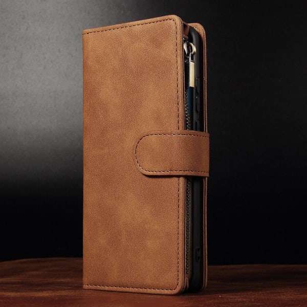 Kompatibel med Samsung Galaxy A41 Etui Magnetisk Læder Lynlås Etui Cover til Samsung Galaxy A41 Gul