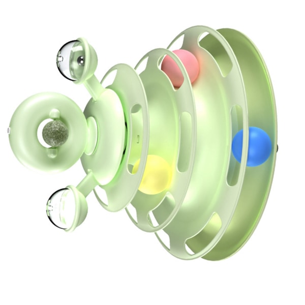 Katteboldtårn Legetøj med Fjer Katteurt 4 Lags Skinne Kæledyr Pladespiller Spil til Motion Grøn