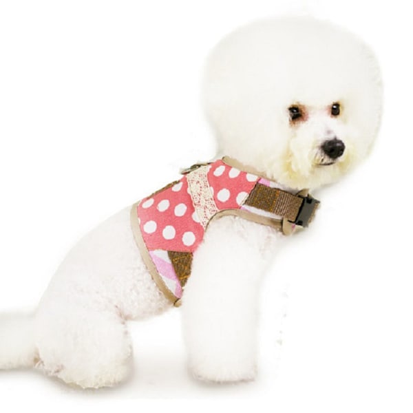 Adjustable Dog Harness Soft Comfortable Breathable Stylish Pet Walking Harness For Small Dogs Puppies Outdoor Activities Pink Polka Dot XL