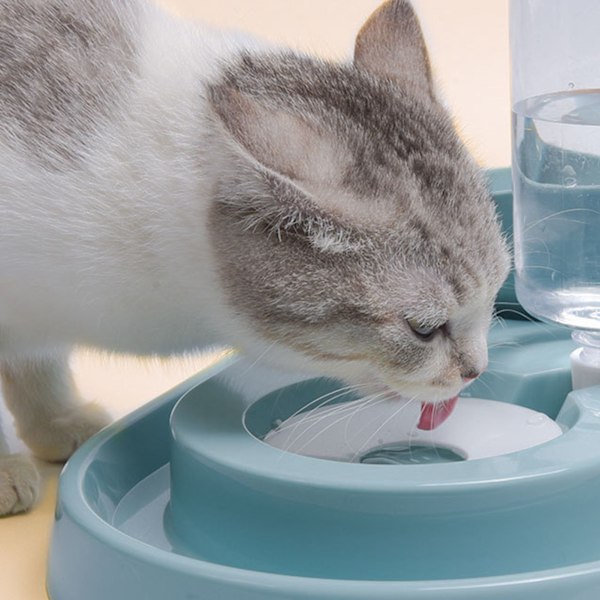 Foder- og vanddispenser til kæledyr, 2 i 1, automatisk påfyldning, lækagesikker, til hunde og katte