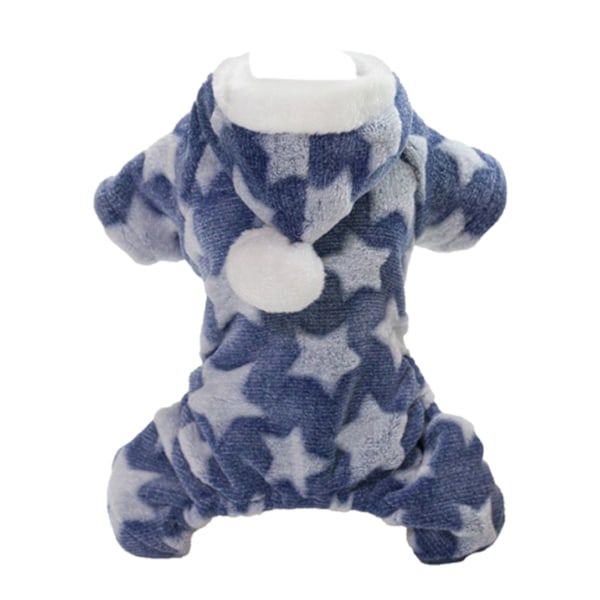 Dog Fleece Clothes Star Pattern 4 Leg Coral Fleece Puppy Autumn Winter Hoodie Blue S