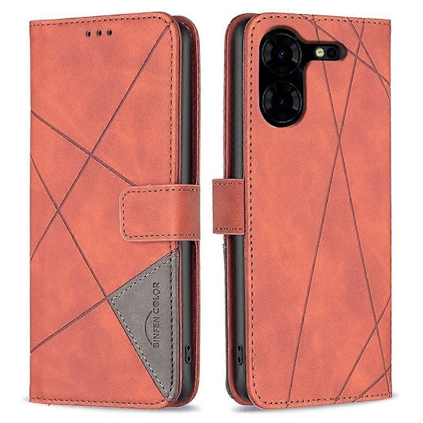 BINFEN COLOR BF05 Kotelo TECNO Pova 5 Pro 5G:lle PU-nahkainen Käännettävä Jalusta Puhelinkuori - Harmaa Monivärinen【ad】 Multicolor Brown