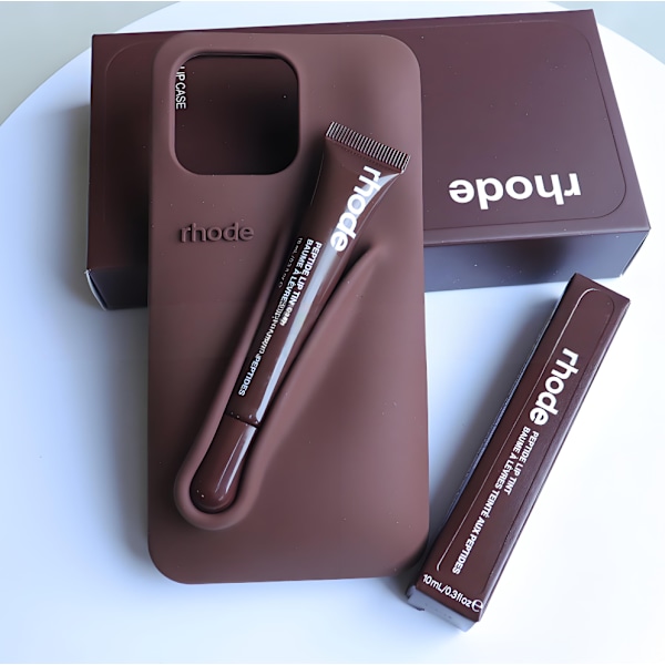 rhode 2-i-1 silikone etui med lipgloss holder, beskyttende mobil etui kompatibelt med iPhone, tilgængelig i (9 farver) Kaffebrun Coffee Brown iphone14Pro