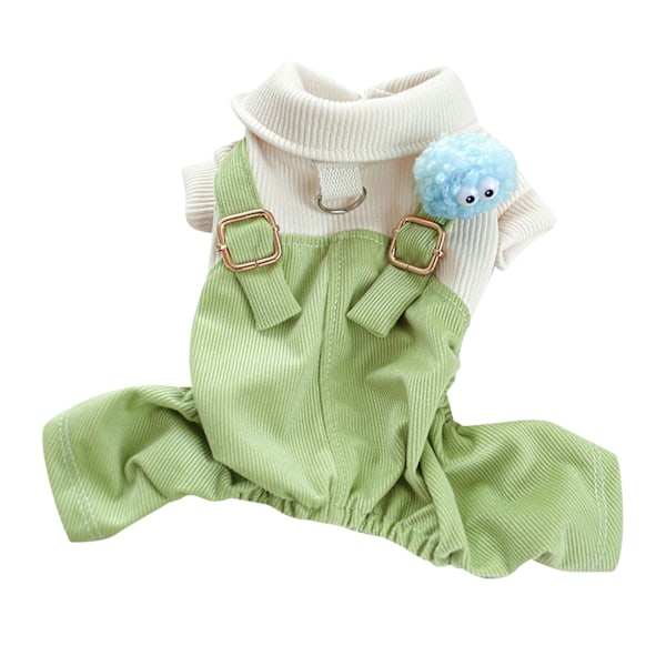 Dog Overalls Keep Warm Free Movement Soft Puppy Pants Fashionable Small Dog Clothes With Buckle For Spring Autumn Green XS