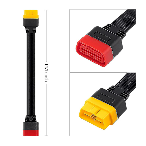 Ny OBD OBD2 Forlængerkabel Konnektor til Launch X431 V/Easydiag 3.0/Mdiag/Golo Main 16Pin Han til Hun Kabel 36cm