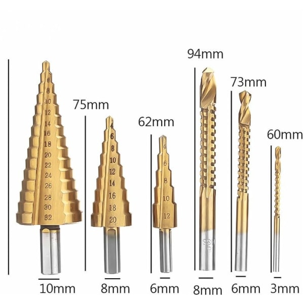 6 st/set Koboltborr 32MM Metall/Trä konisk fräs