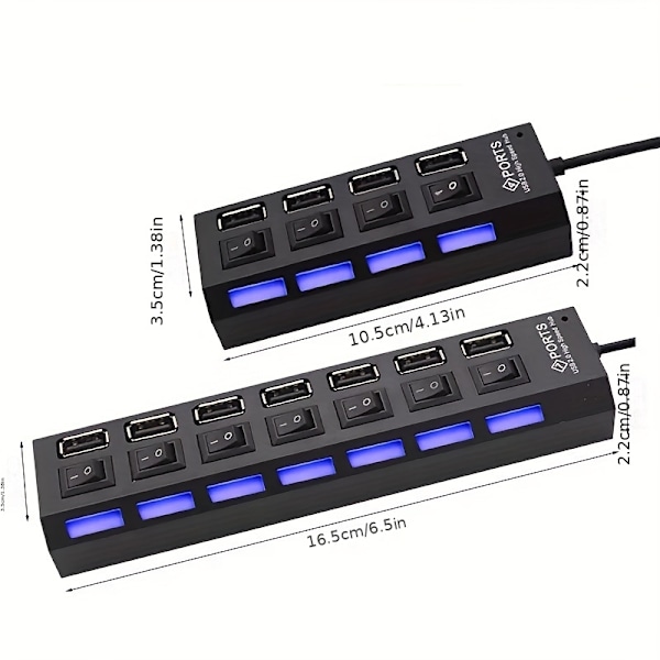 Höghastighets 4/7 Portar USB HUB 2.0 Adapter Expander Multi USB Splitter Multiple Extender