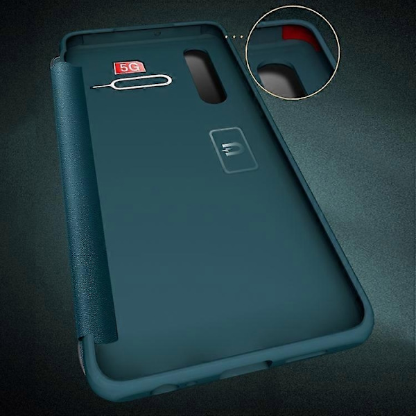 Kompatibel med Huawei P30 Pro Magnetisk Sidofönster Vy Stötsäker Horisontell Flip Läder Smart Fodral-WELLNGS{ad} Cyan