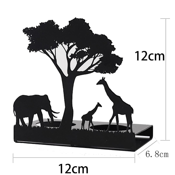 Metall Ljusstake Heminredning Europeisk Smidesjärn Ljusstake Elefant och Hjort Metallprydnad D Black