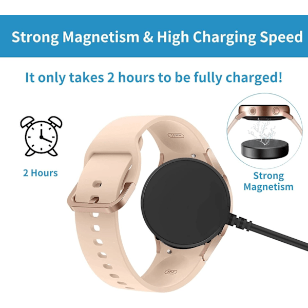 [2-pack, 1 meter] Laddare för Samsung Galaxy Watch 7/6/6 Classic/5/5 Pro/Ultra/FE, Galaxy Watch 4/3/Active 2/Active Snabbladdning