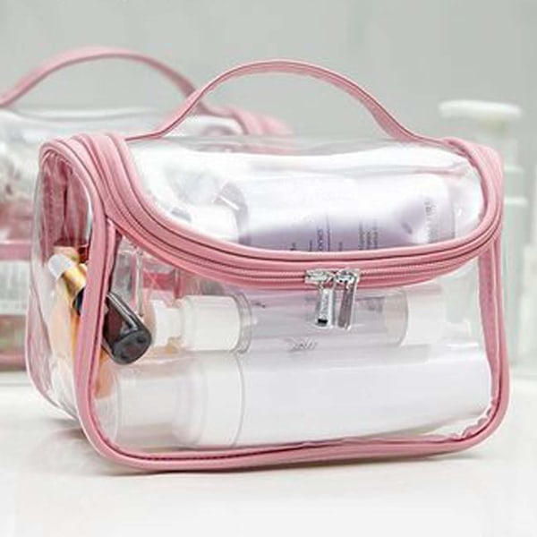 Transparent PVC toilettaske kosmetik taske makeup rejsetaske Pink