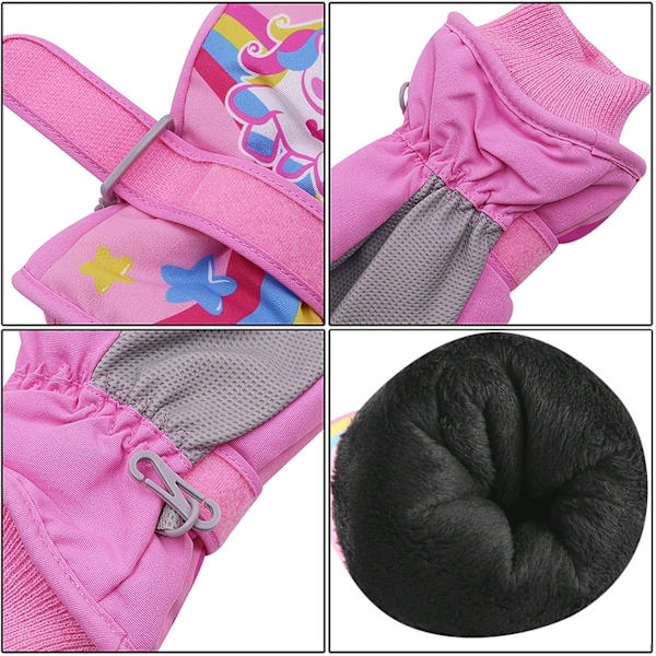 Söta enhörningsvantar för barn Vattentäta skidhandskar för vintern Fleecefodrade snöhandskar Varma termiska handskar för 3-9 pojkar flickor Rosa【ad】 Pink M
