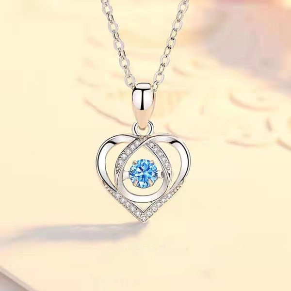 Kvinnor halsband blå kristall hjärta halsband hänge nyckelben