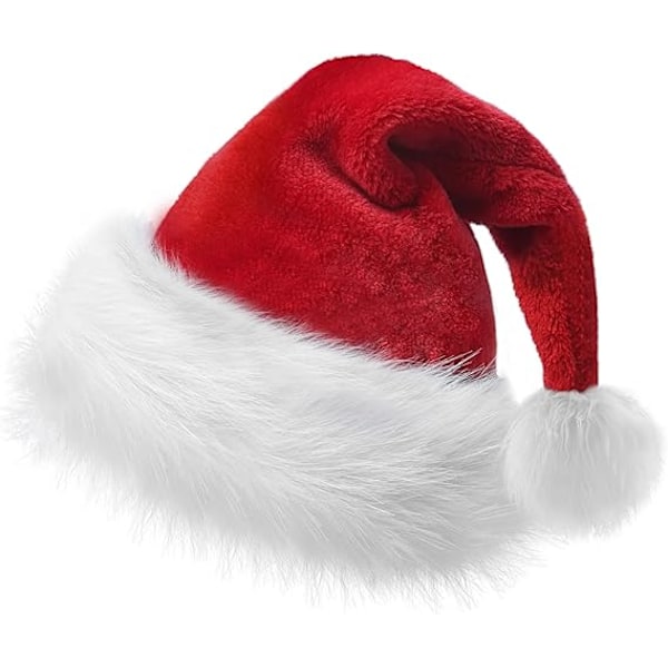 Jultomtehatt för Vuxna Unisex Röd Sammet Extra Tjock Julhatt