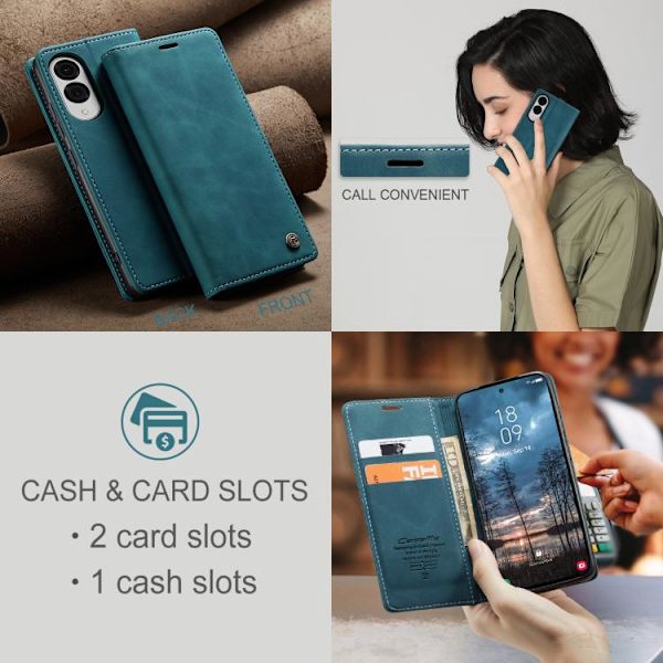Samsung Galaxy S25 Edge 5G Etui CaseMe 013 Multifunktionelt Horisontalt Flip Læder {ad} Blå