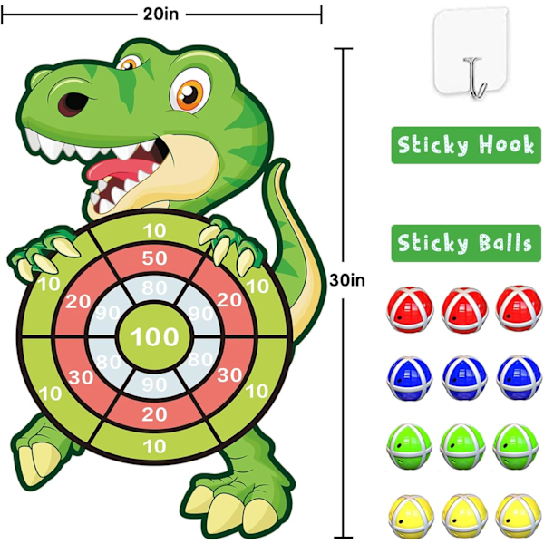 Dinosaurie Leksaker för Pojkar med 12 Klibbiga Bollar Trädgårdsspel Pojkleksaker