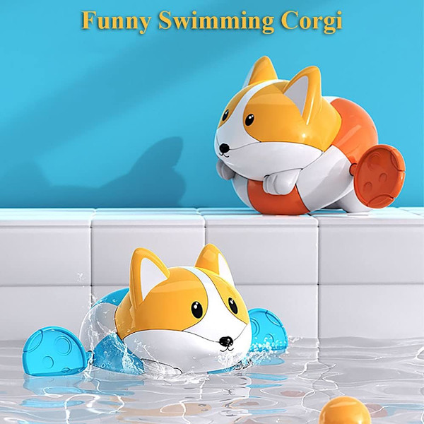 Badleksak Corgi med Dragkedja, Badleksak, Uppdragbar Simmande Corgi, Roddande Valp