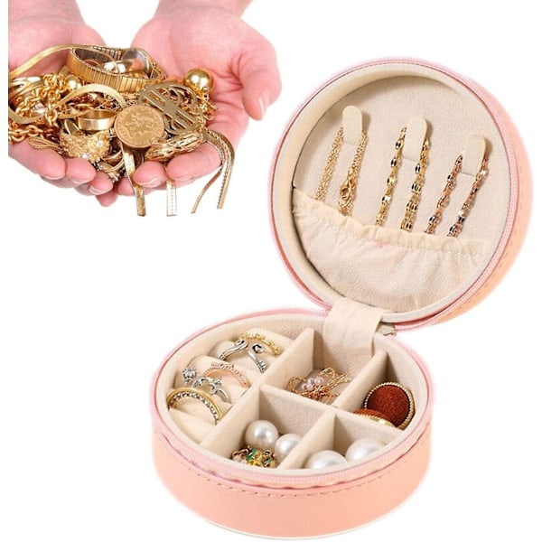 Travel Jewelry Box  Izer Travel Portable Round Jewelry Case - Pu   Travel Portable Small Jewellery Case Rings Earrings Necklace Bracelets Jewelry   Bo