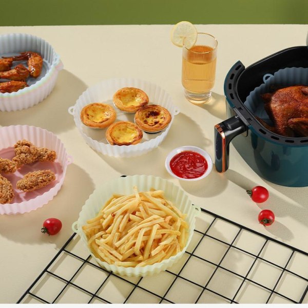 4 kpl Air Fryer -silikonivuoka, uunipelti - Silikoni