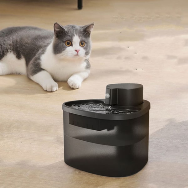 Kattevandfontæne Intelligent Sensor Automatisk Cirkulation Løbende Vand Stor Kapacitet Dyre Vanddispenser til Kæledyr Hunde Katte Sort