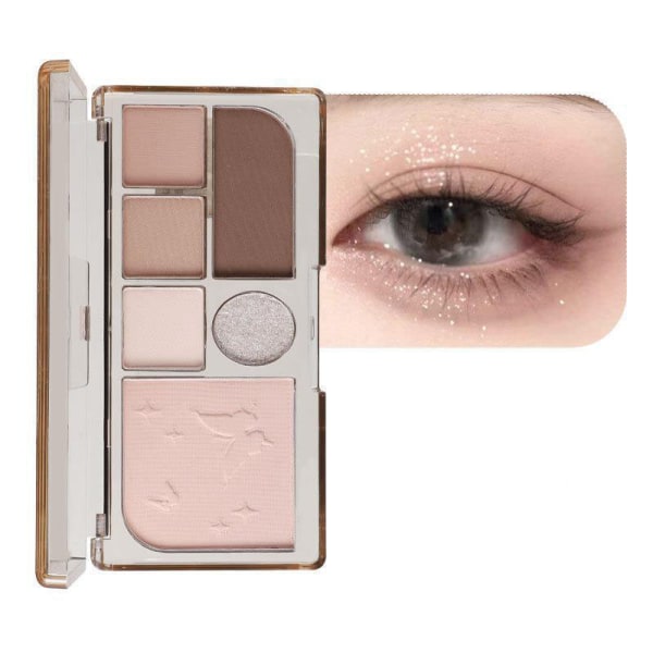 Allt-i-ett øjenskyggepalet: Sort mat Smoky Eye og Contour Blush Palette, perlemor, matte og fint skinnende teksturer. D