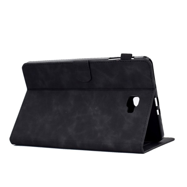 SQBB Shockproof Cover til Samsung Galaxy Tab A 10.1 (2016) T580 / T585 - PU Læder Butterfly Blomst Mønster Trykt Etui Sort