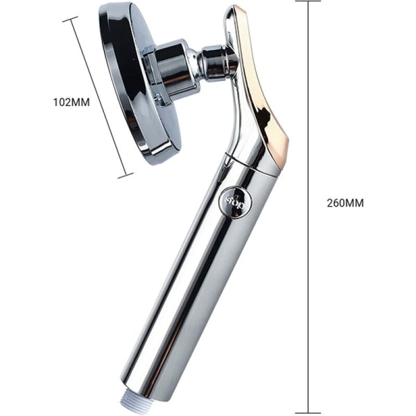 Brusehoved, vandbesparende, trykforstærkning, regnbruser [stop-and-go-funktion], roterende