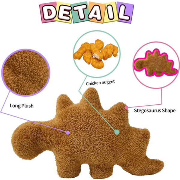 Dino Nugget Kudde, Stegosaurus - 18 tum Mjuk Dinosaur Kyckling Nuggets Kudde