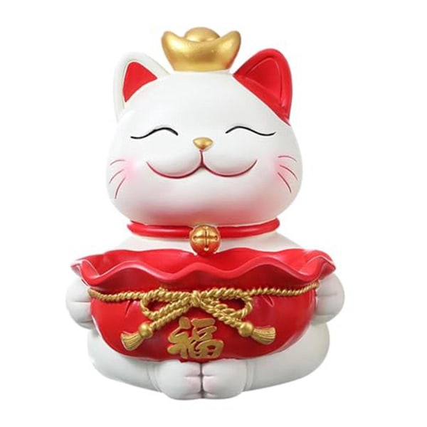 Lucky Cats Statue Ornament Sundries Container Creatives Resin Figurine Tabletop Organizer Jewelry T